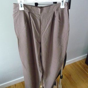 RAFAELA NEW women's ,taupe, silk, elastic waist, pants  side zip size LARGE